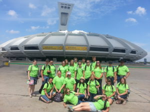 4-H Ormstown with their twins from Alberta in front of the Olympic Stadium, 2015